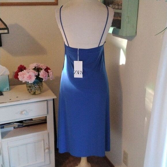 NWT Zara Blue Knit Dress - Picture 5 of 9